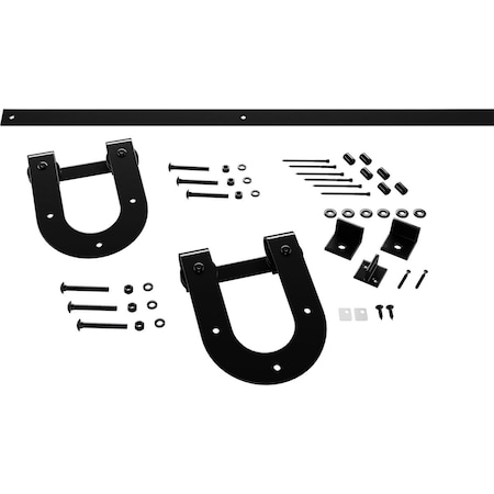 Ekena Millwork Premium Horseshoe Barn Door Hardware Set w/ 8' Track for 2 1/4" Doors, Black GB60015H28BL